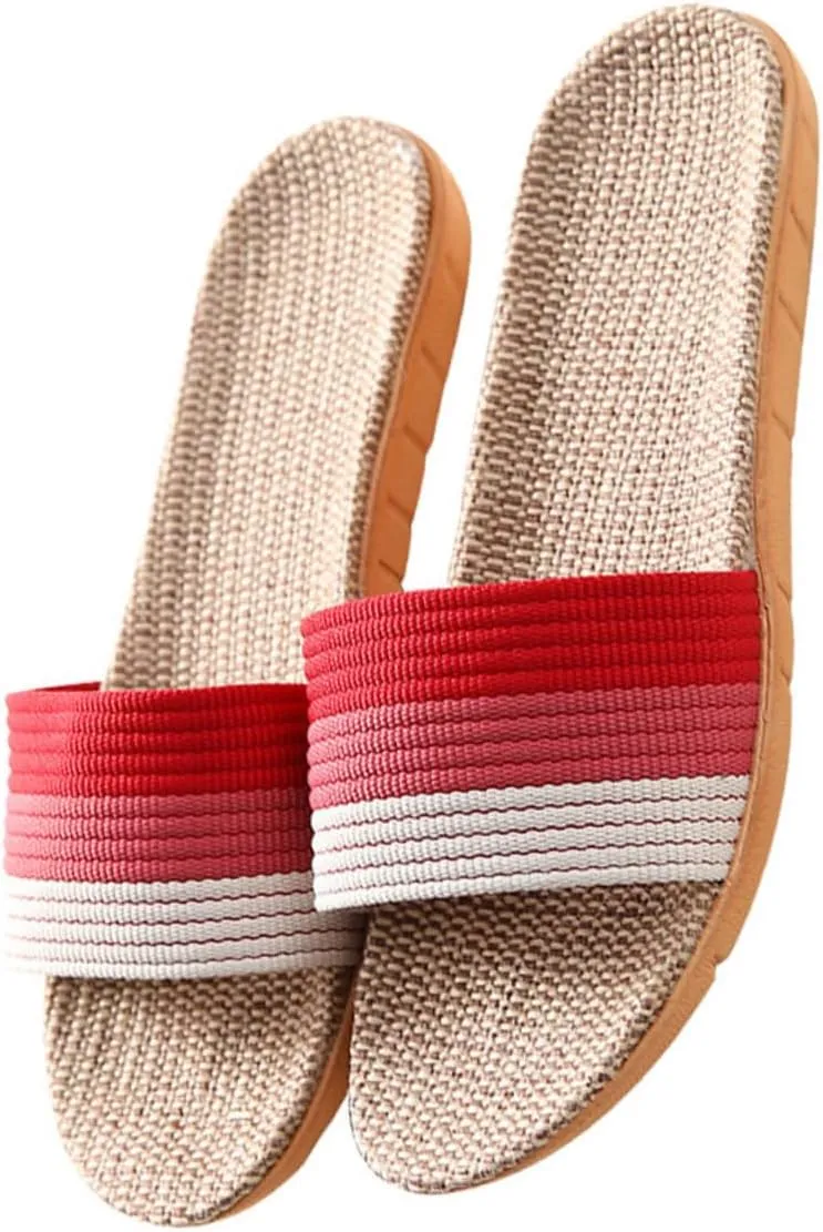 1Pair Indoor Linen Slippers for Women Comfortable and Stylish Household Slippers with Unique Linen Texture for Home Use Soft Thick Sole for All Day Wear for Bedroom