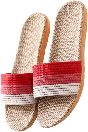1Pair Indoor Linen Slippers for Women Comfortable and Stylish Household Slippers with Unique Linen Texture for Home Use Soft Thick Sole for All Day Wear for Bedroom