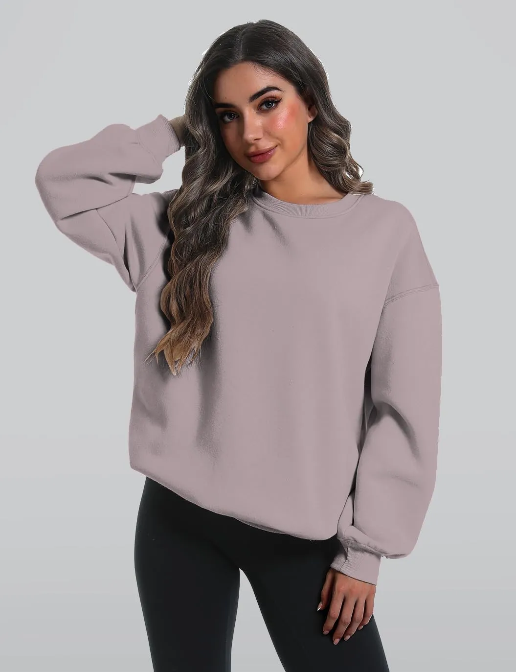 2 Pack Womens Oversized Sweatshirts Hoodies Long Sleeve Tops Fall Winter Clothes Crewneck Cozy Outfits Pullover Fashion