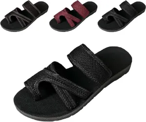 2024 New Women's Hollow Mesh Slide Sandals, Toe Loop Sandals for Women, Mesh Flats for Women, Mesh Sandals