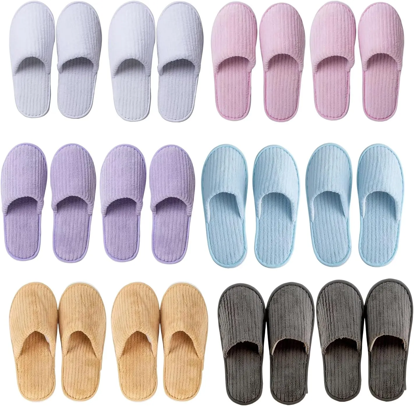 6/10/12 pairs of disposable slippers, hotels, guesthouses, beauty SPA clubs, bridesmaid sl for weddings, outdoor camping, easy-to-carry for home guests, Provide plus size options