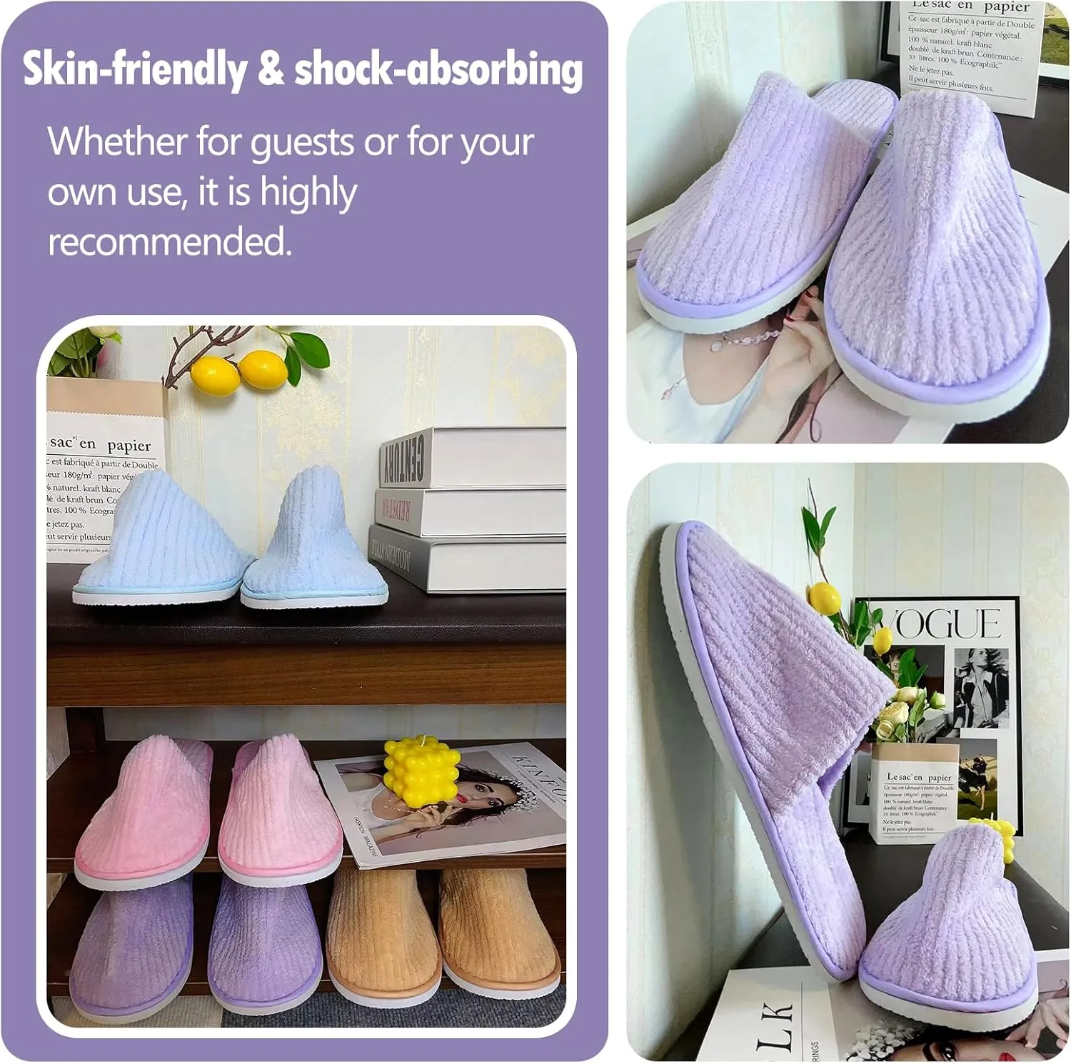 6/10/12 pairs of disposable slippers, hotels, guesthouses, beauty SPA clubs, bridesmaid sl for weddings, outdoor camping, easy-to-carry for home guests, Provide plus size options