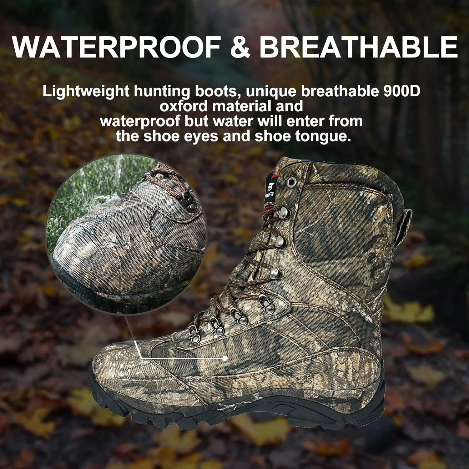 8 Fans Hunting Boots for Men,800g thinsulate Insulated Boots with Memory Foam Insole for Turkey Hunting Hiking