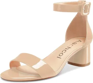 Aachcol Women Ankle Strap Sandals Chunky Block Mid Low Heel Peep Open Toe Dress Shoes Clear Cute 2 Inch