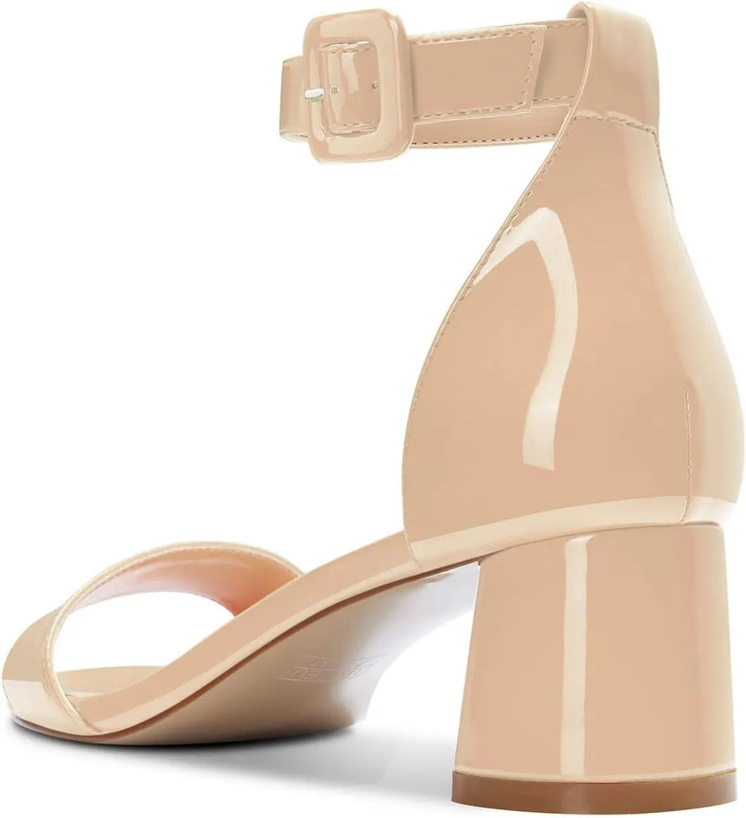 Aachcol Women Ankle Strap Sandals Chunky Block Mid Low Heel Peep Open Toe Dress Shoes Clear Cute 2 Inch