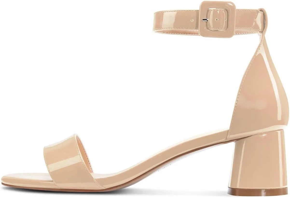 Aachcol Women Ankle Strap Sandals Chunky Block Mid Low Heel Peep Open Toe Dress Shoes Clear Cute 2 Inch