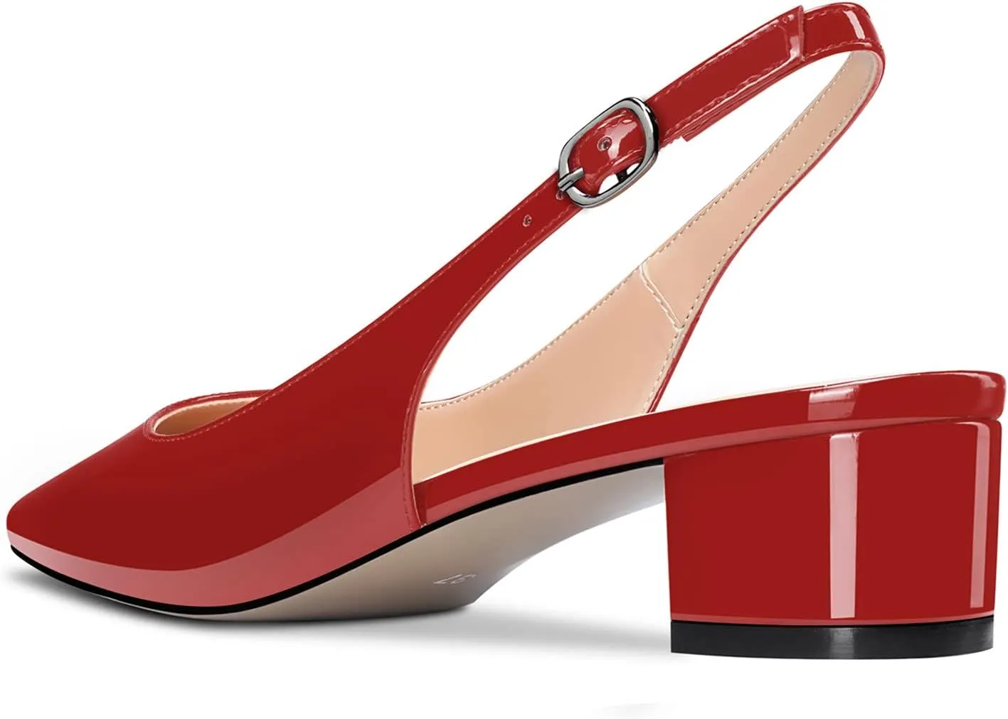 Aachcol Women Slingback Chunky Block Low Heel Pumps Square Toe Ankle Strap Sandals Dress Shoes Party Office Wedding 1.5 Inch