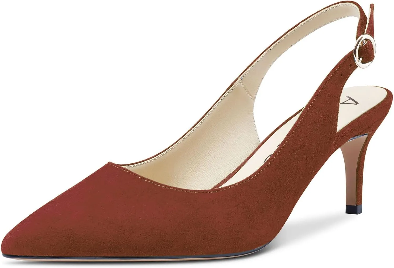 Aachcol Women Slingback Pumps Stiletto Mid Heel Pointed Toe Sandals Ankle Strap Wedding Office Party Dress Shoes 2.5 Inch