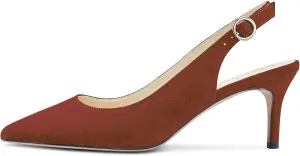 Aachcol Women Slingback Pumps Stiletto Mid Heel Pointed Toe Sandals Ankle Strap Wedding Office Party Dress Shoes 2.5 Inch