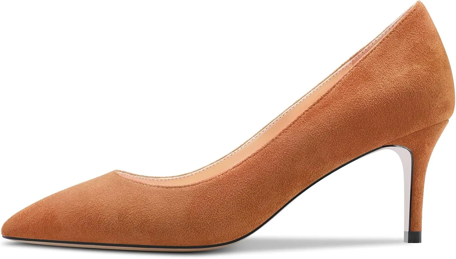 Aachcol Women Slip-on Pumps Pointed Toe Stiletto Low Kitten Heel Dress Shoes Suede Wedding Shopping 2.5 Inch