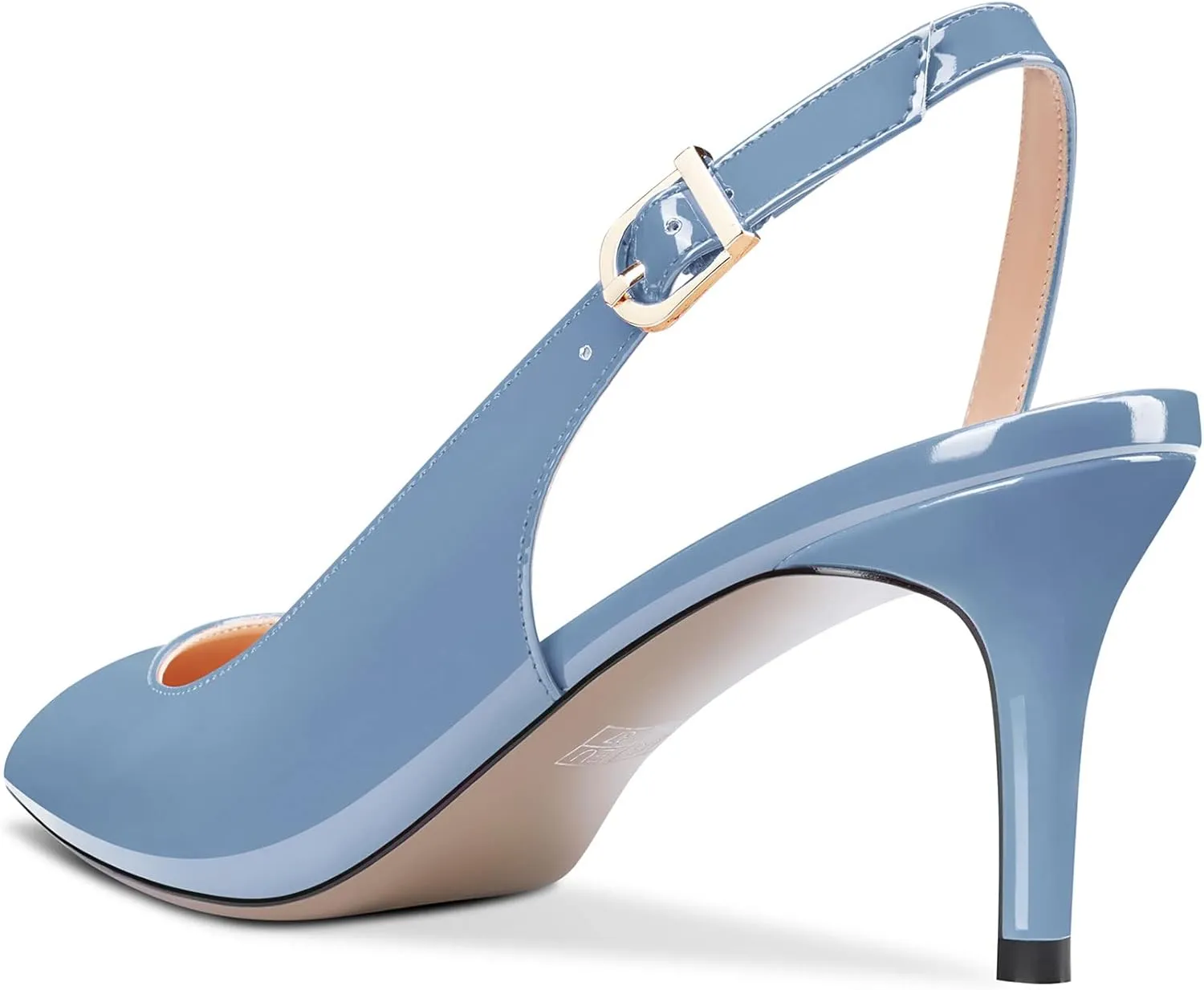 Aachcol Women Stiletto Mid Low Kitten Heel Pumps Ankle Strap Slingback Pointed Toe Dress Shoes Office Party Wedding Patent 2.5 Inch