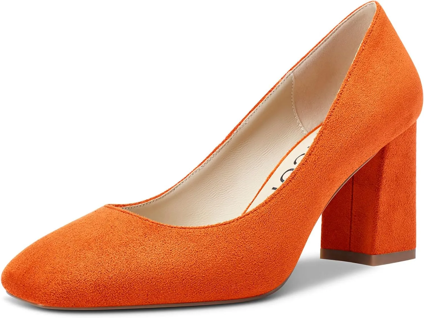 Aachcol Womens High Heels Pumps Chunky Block Mid Heel 8CM Square Toe Slip-on Dress Shoes Wedding Office Cute 3 Inch