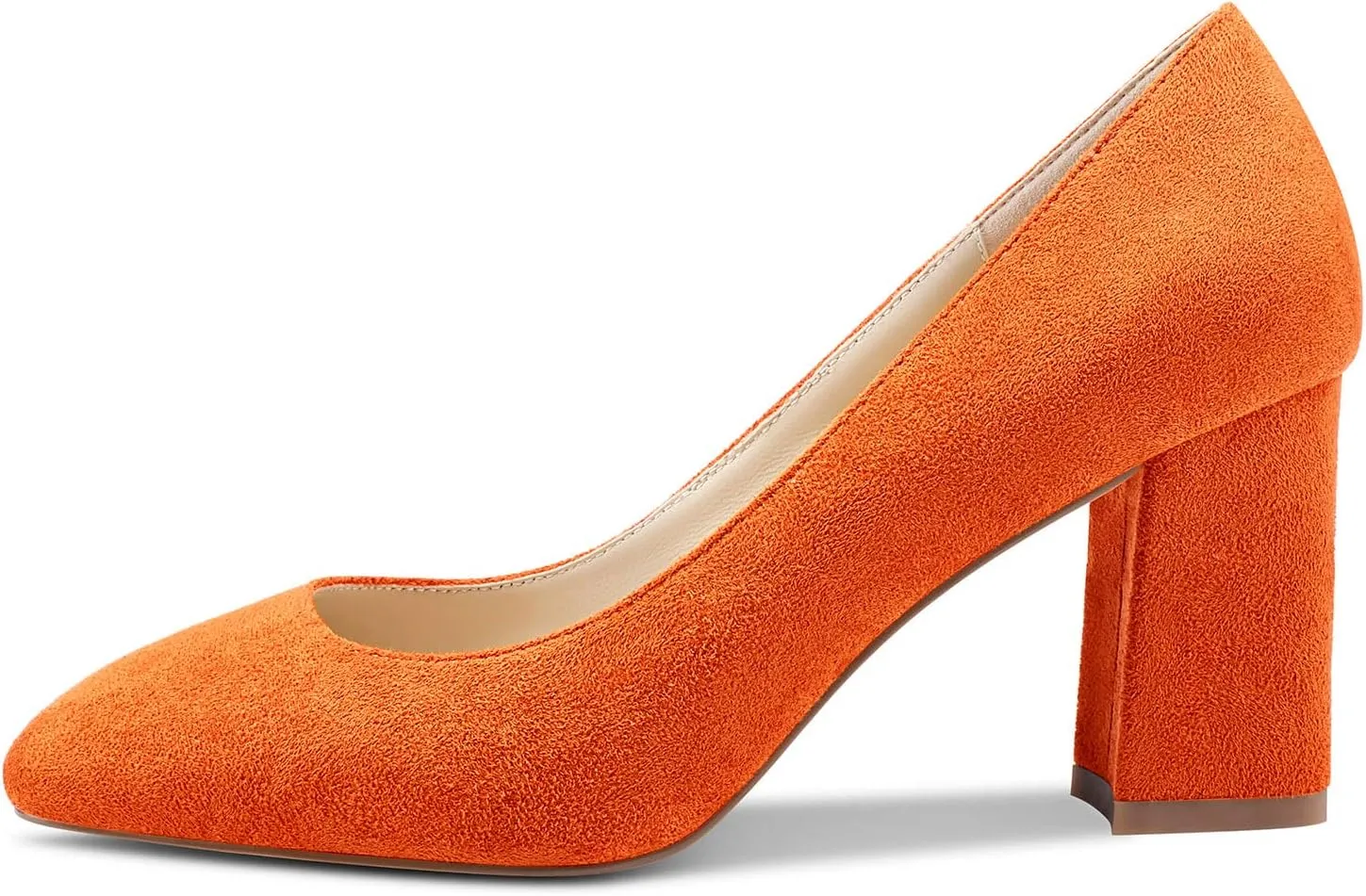 Aachcol Womens High Heels Pumps Chunky Block Mid Heel 8CM Square Toe Slip-on Dress Shoes Wedding Office Cute 3 Inch