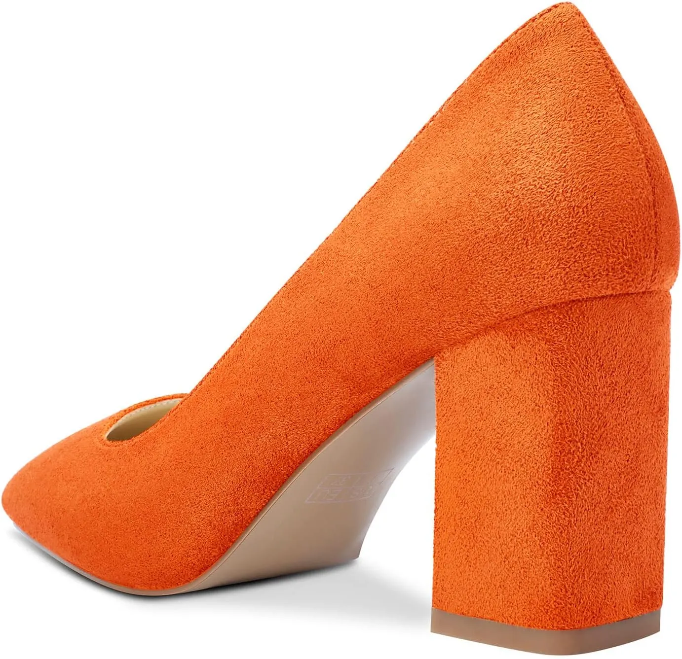 Aachcol Womens High Heels Pumps Chunky Block Mid Heel 8CM Square Toe Slip-on Dress Shoes Wedding Office Cute 3 Inch