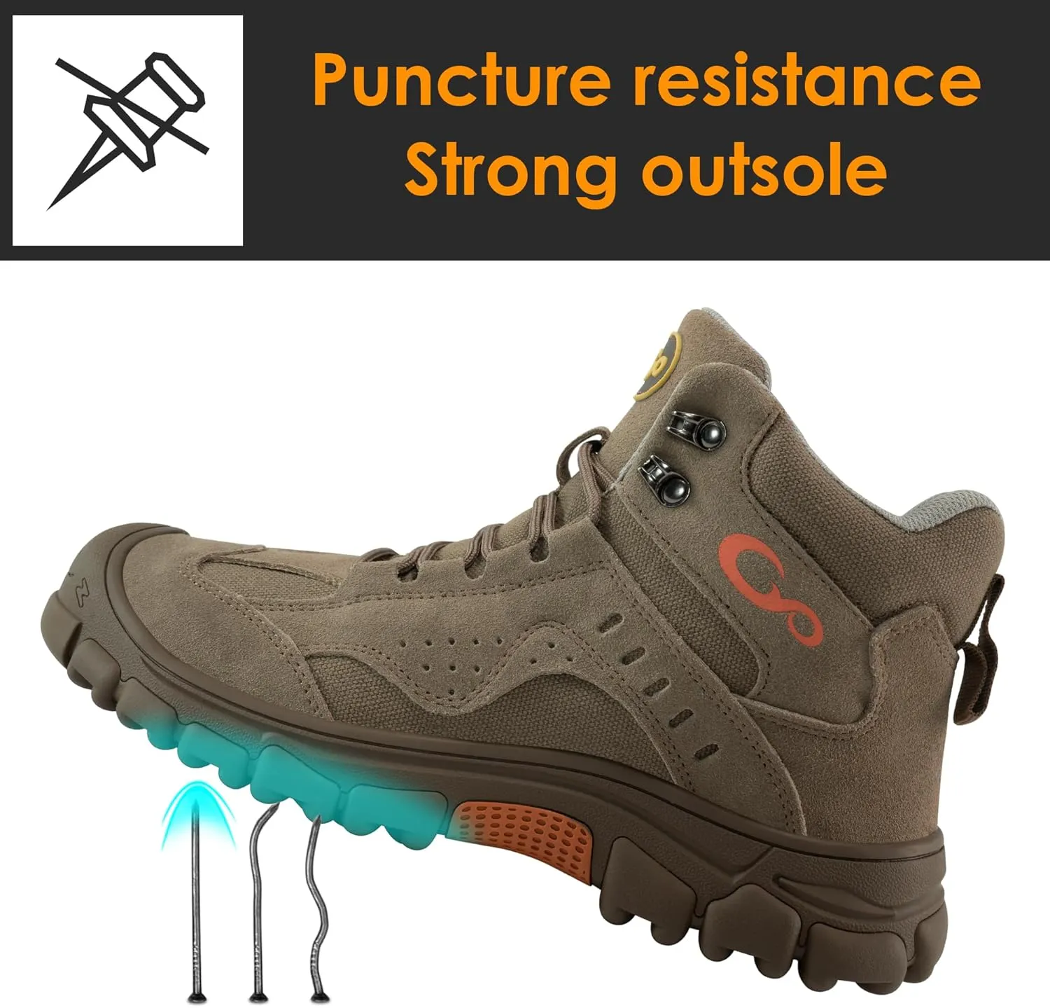 Ablanczoom Work Boots for Men Steel Toe - Safety Working Boots Mens Industrial Construction Footwear Slip Resistant Comfortable Breathable Durable Boot