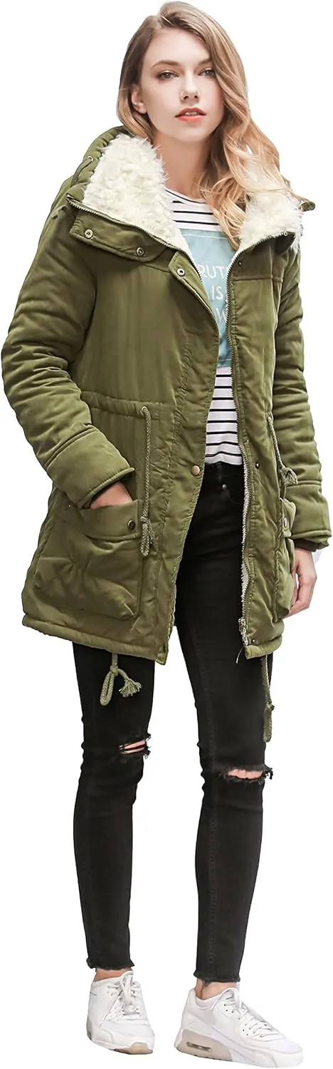 ACE SHOCK Women's Plus Size Winter Coats Faux Fur Lined Quilted Jackets Fashion Winter Parka