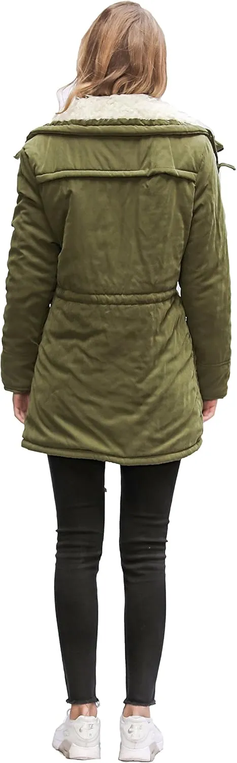 ACE SHOCK Women's Plus Size Winter Coats Faux Fur Lined Quilted Jackets Fashion Winter Parka