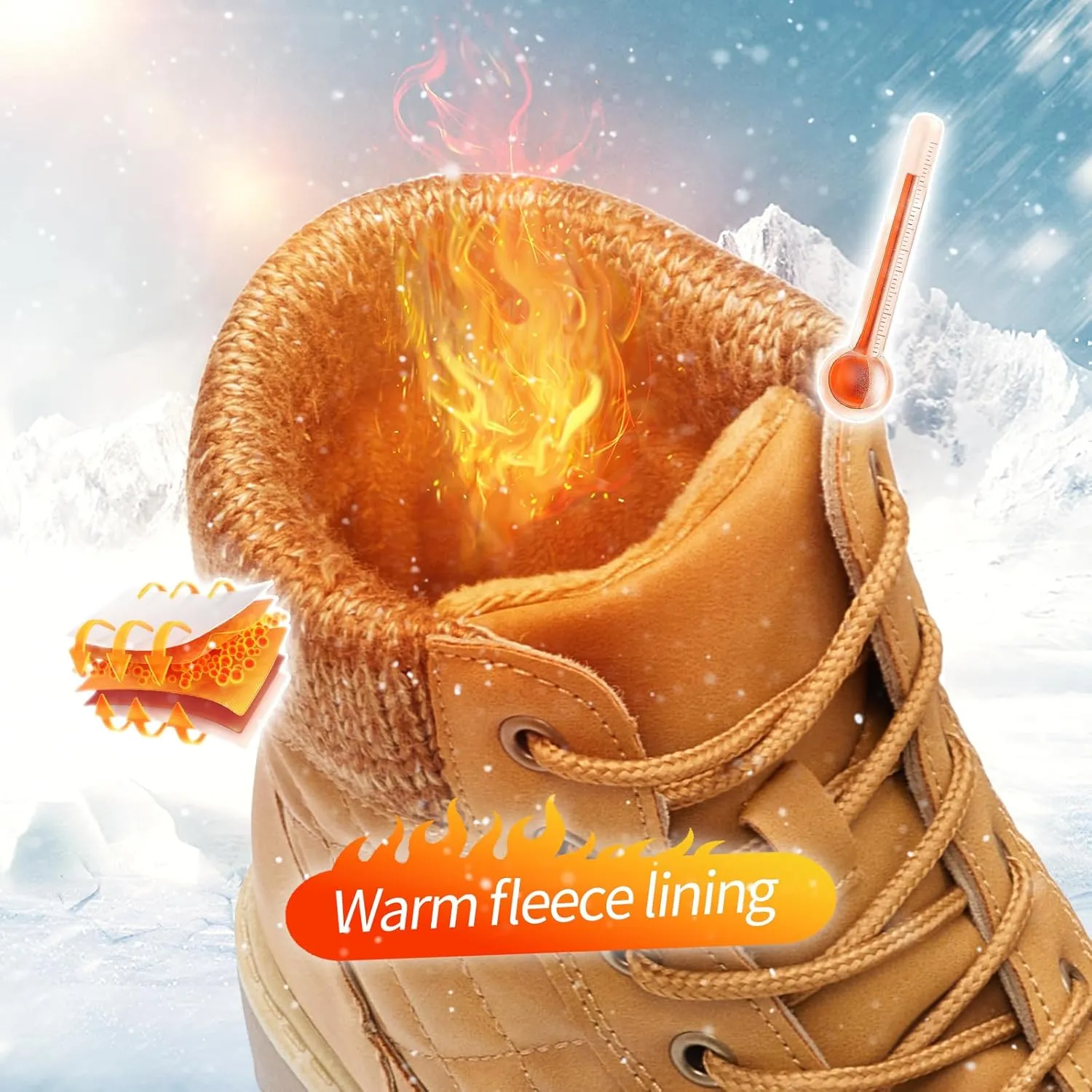 Adokoo Boots for Women Waterproof Fall Winter Ankle Boots Snow Black Combat Boots Lace Up Non Slip for Hiking Work
