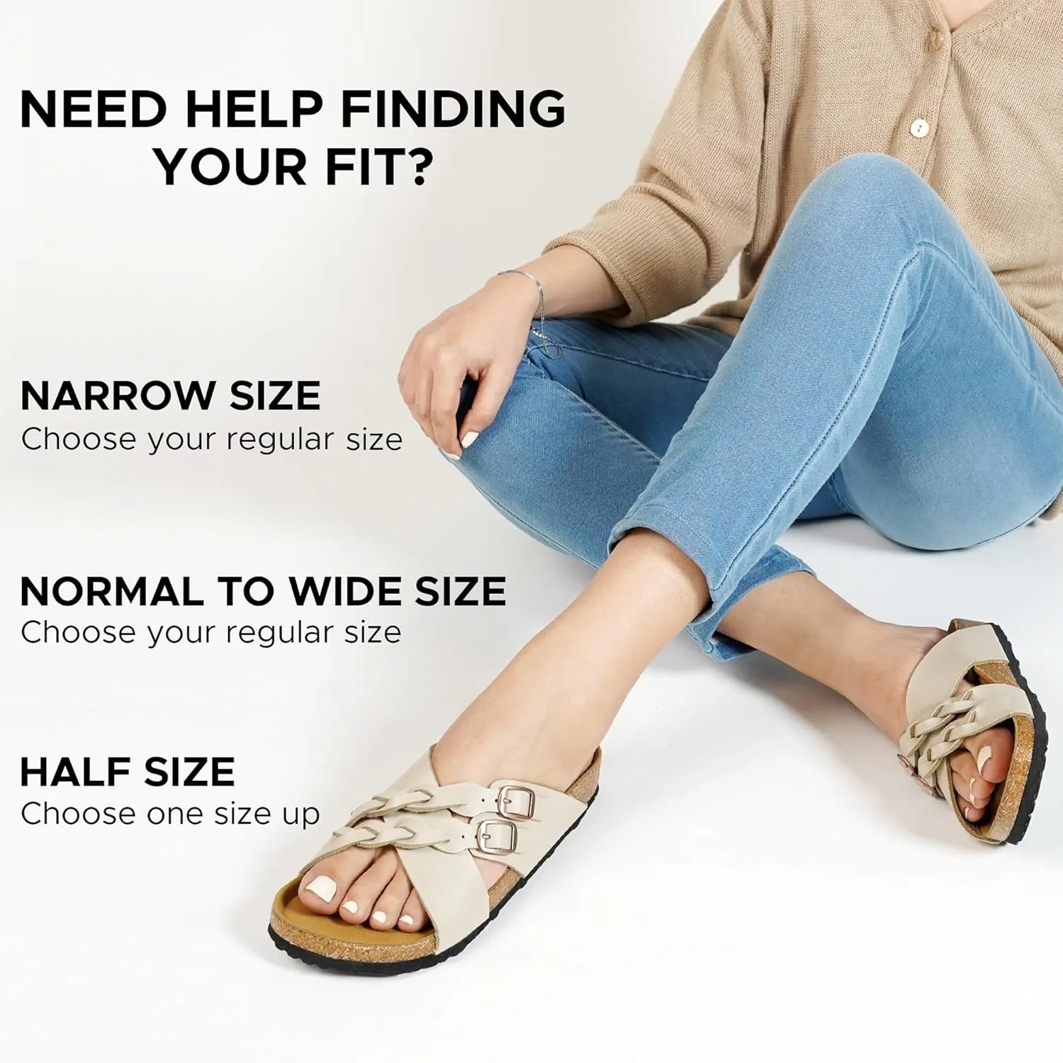 AEROTHOTIC Cork Recovery Slides for Women with Plantar Fasciitis Relief Comfortable Suede Footbed with Adjustable Buckle Cross Strappy Slip on Casual Travel Walking Beach Ladies Sandals