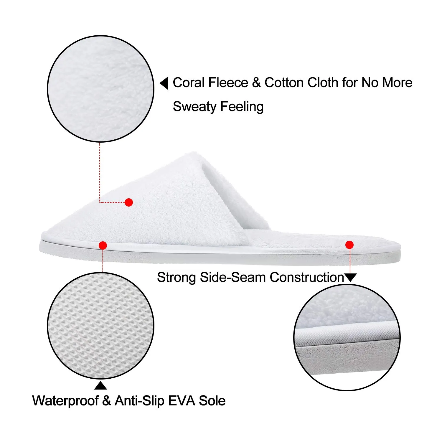 AhfuLife Spa Slippers - 10 Pairs of Disposable, Non-slip, Closed-toe Guest Slippers for Unisex, Bedroom, Party, Travel