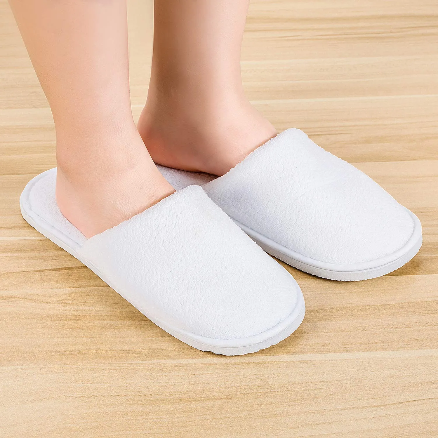 AhfuLife Spa Slippers - 10 Pairs of Disposable, Non-slip, Closed-toe Guest Slippers for Unisex, Bedroom, Party, Travel