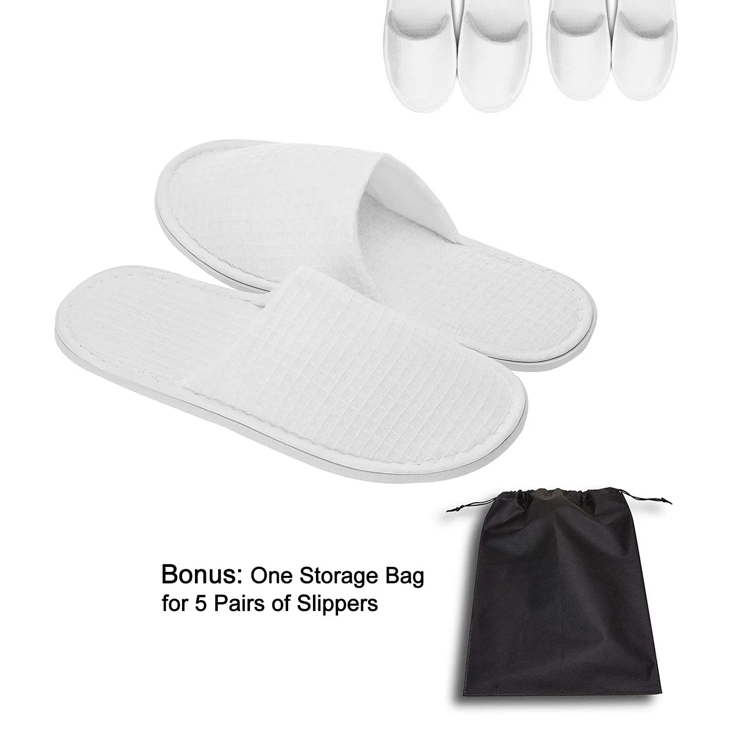 AhfuLife Spa Slippers - 5 Pairs of Disposable, Non-slip, Closed-Toe Slippers for Hotel, Guest, House, Wedding, Travel
