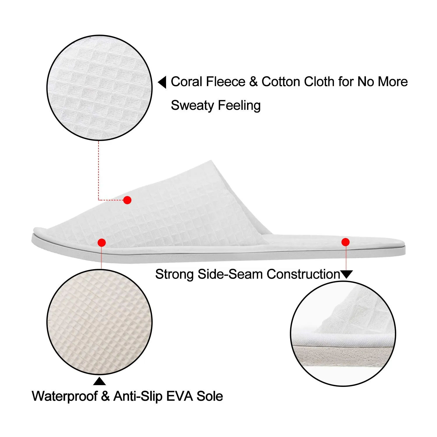 AhfuLife Spa Slippers - 5 Pairs of Disposable, Non-slip, Closed-Toe Slippers for Hotel, Guest, House, Wedding, Travel