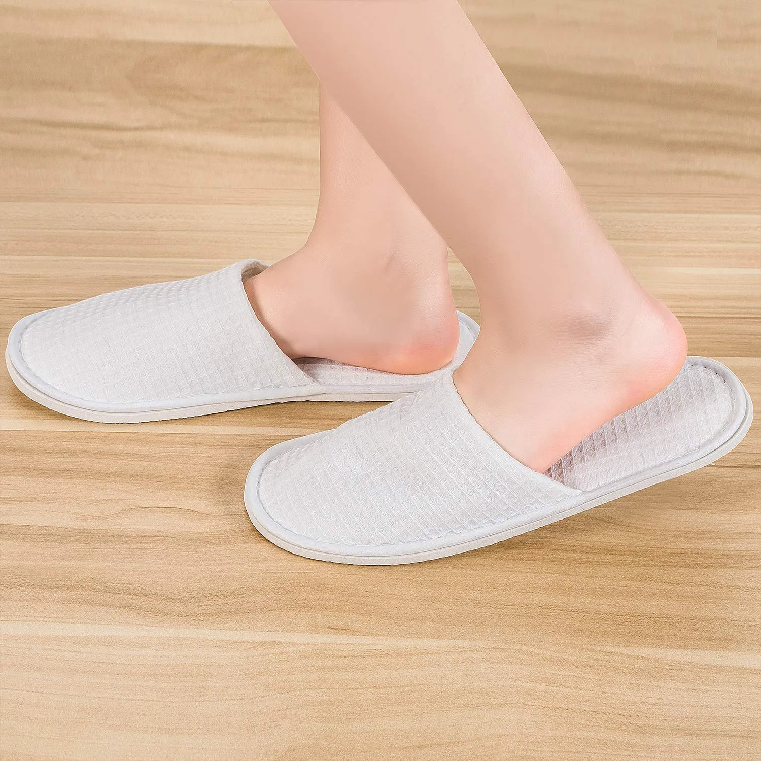 AhfuLife Spa Slippers - 5 Pairs of Disposable, Non-slip, Closed-Toe Slippers for Hotel, Guest, House, Wedding, Travel