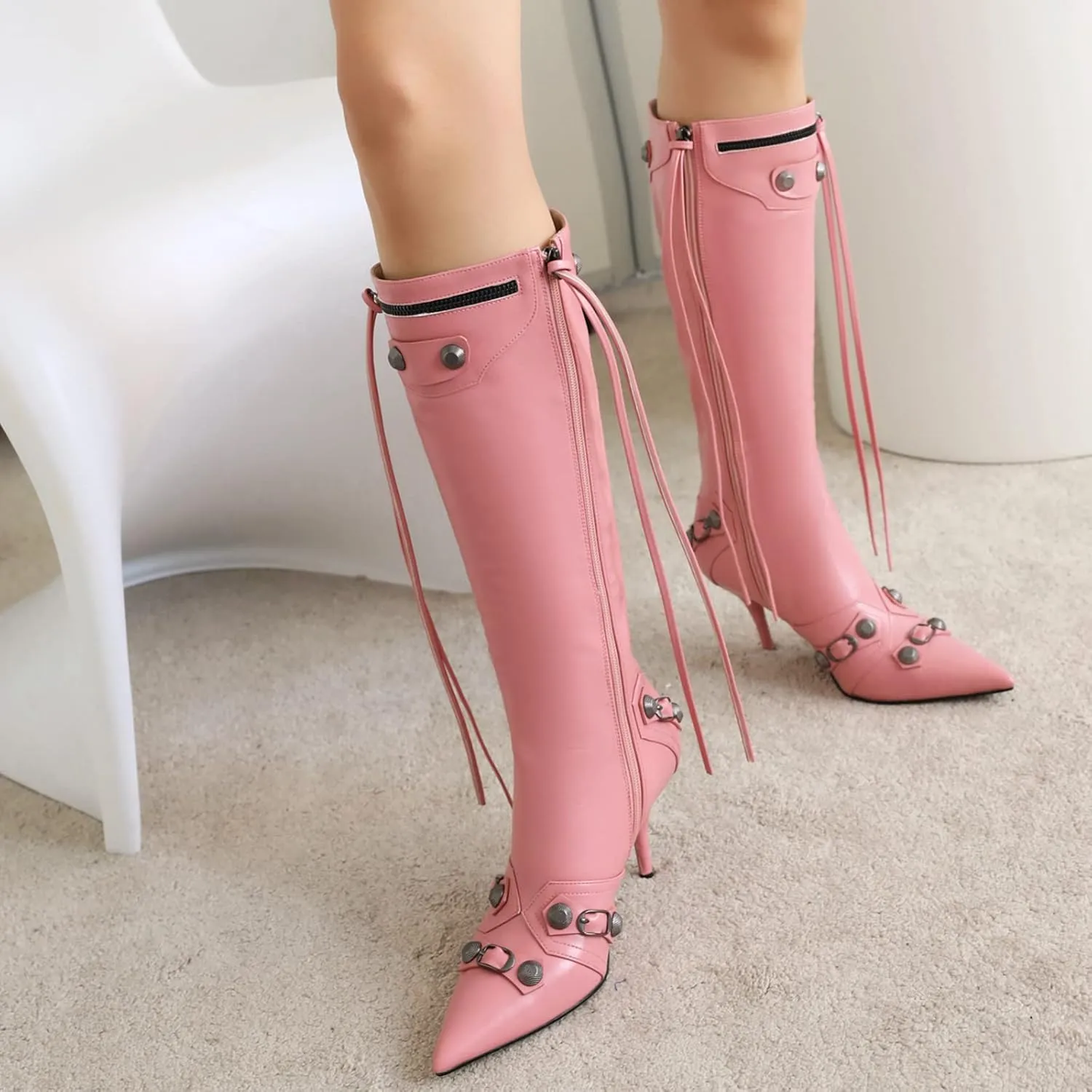 AIMODOR Womens Platform Gothic Punk Boots Lace Up Chunky High Heel Goth Ankle Boots With Side Zipper