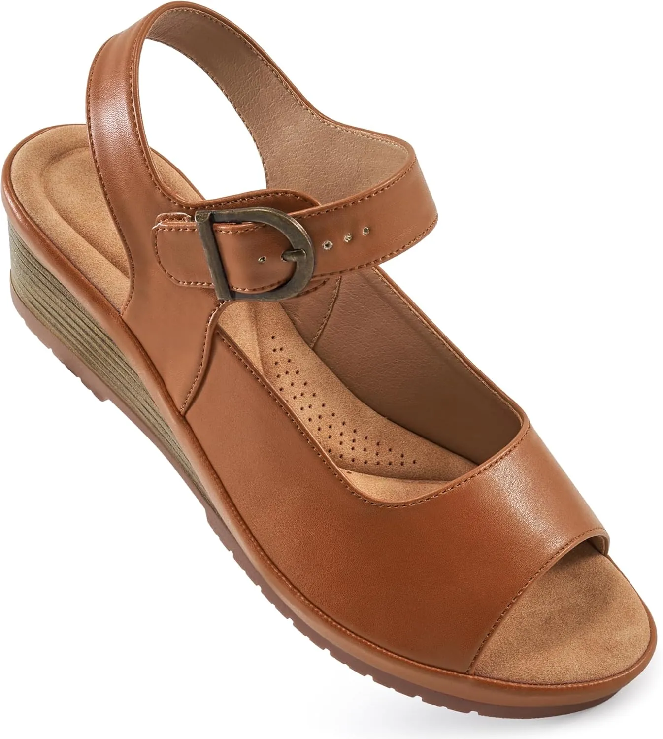 Alicegana Womens Wedge Sandals Comfortable Low Heel Dressy Summer Platform Shoes Ankle Strap Casual Non Slip Wedges