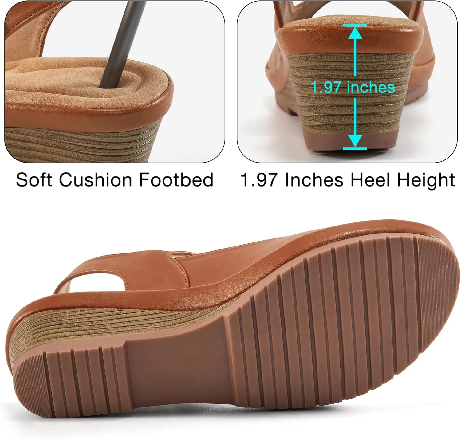 Alicegana Womens Wedge Sandals Comfortable Low Heel Dressy Summer Platform Shoes Ankle Strap Casual Non Slip Wedges