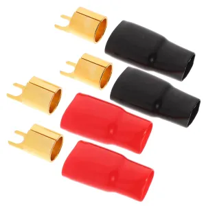 Alipis 2 Pairs Gold Plated Spade Terminal Connectors for Speaker Wire Copper Crimp Adapters with Boots for Enhanced Audio Performance