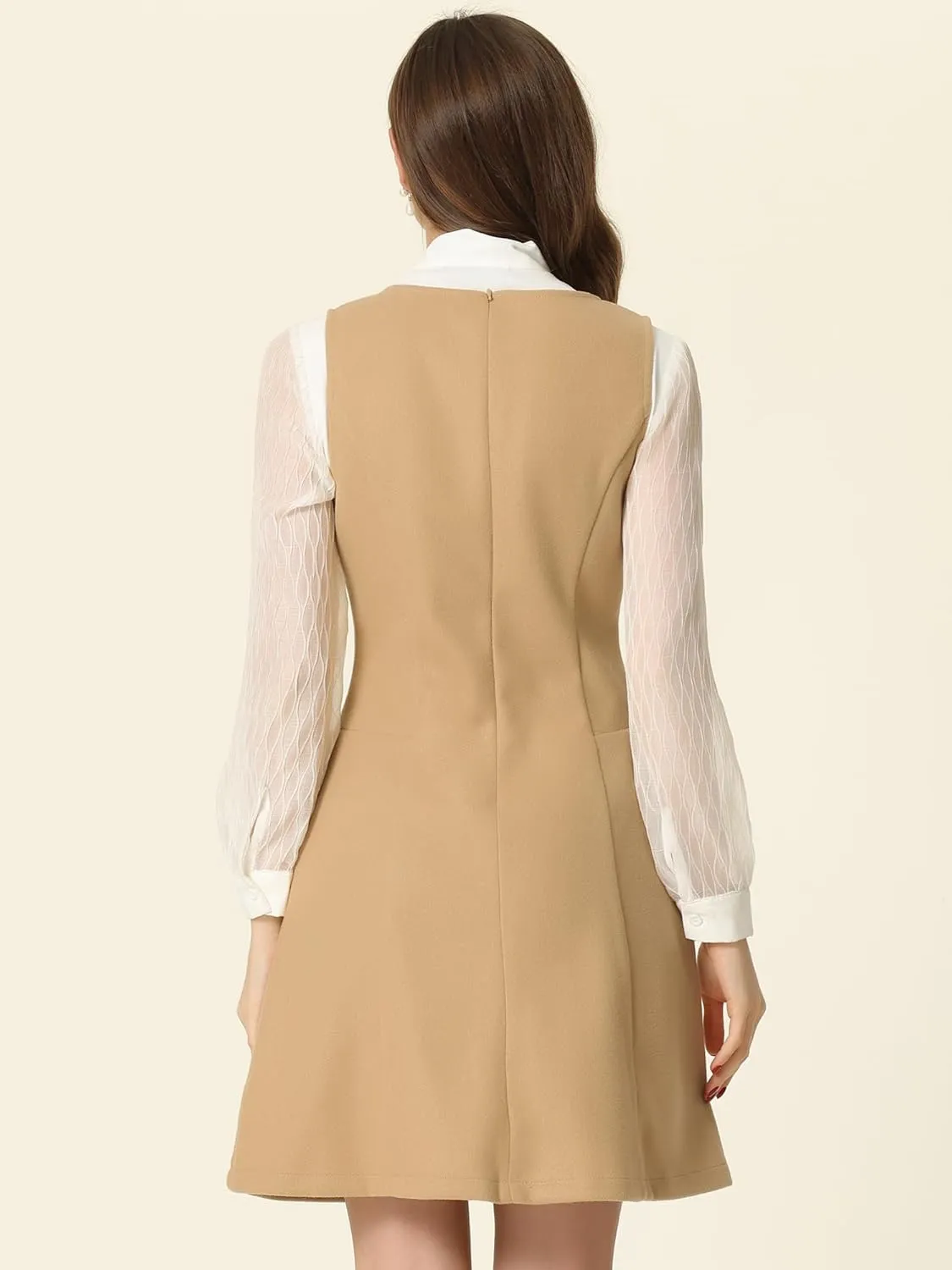 Allegra K Halloween Pinafore Dress for Women's Double Breasted Decor A-Line Overalls Dresses