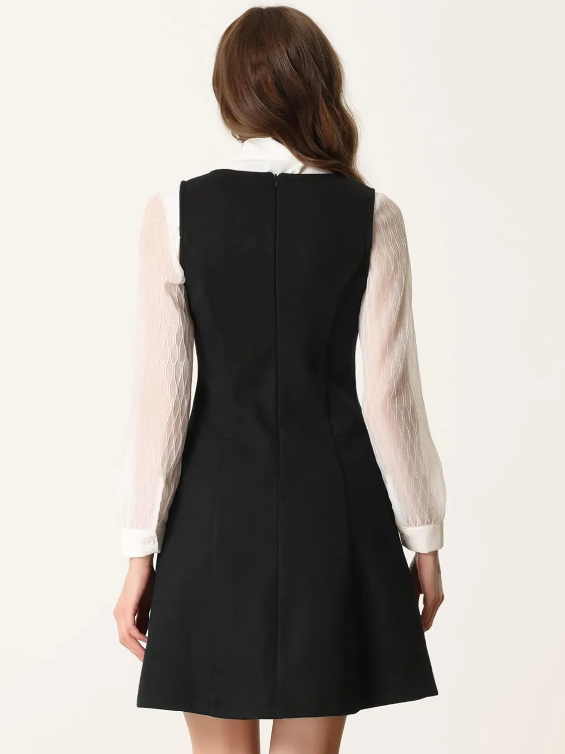 Allegra K Halloween Pinafore Dress for Women's Double Breasted Decor A-Line Overalls Dresses