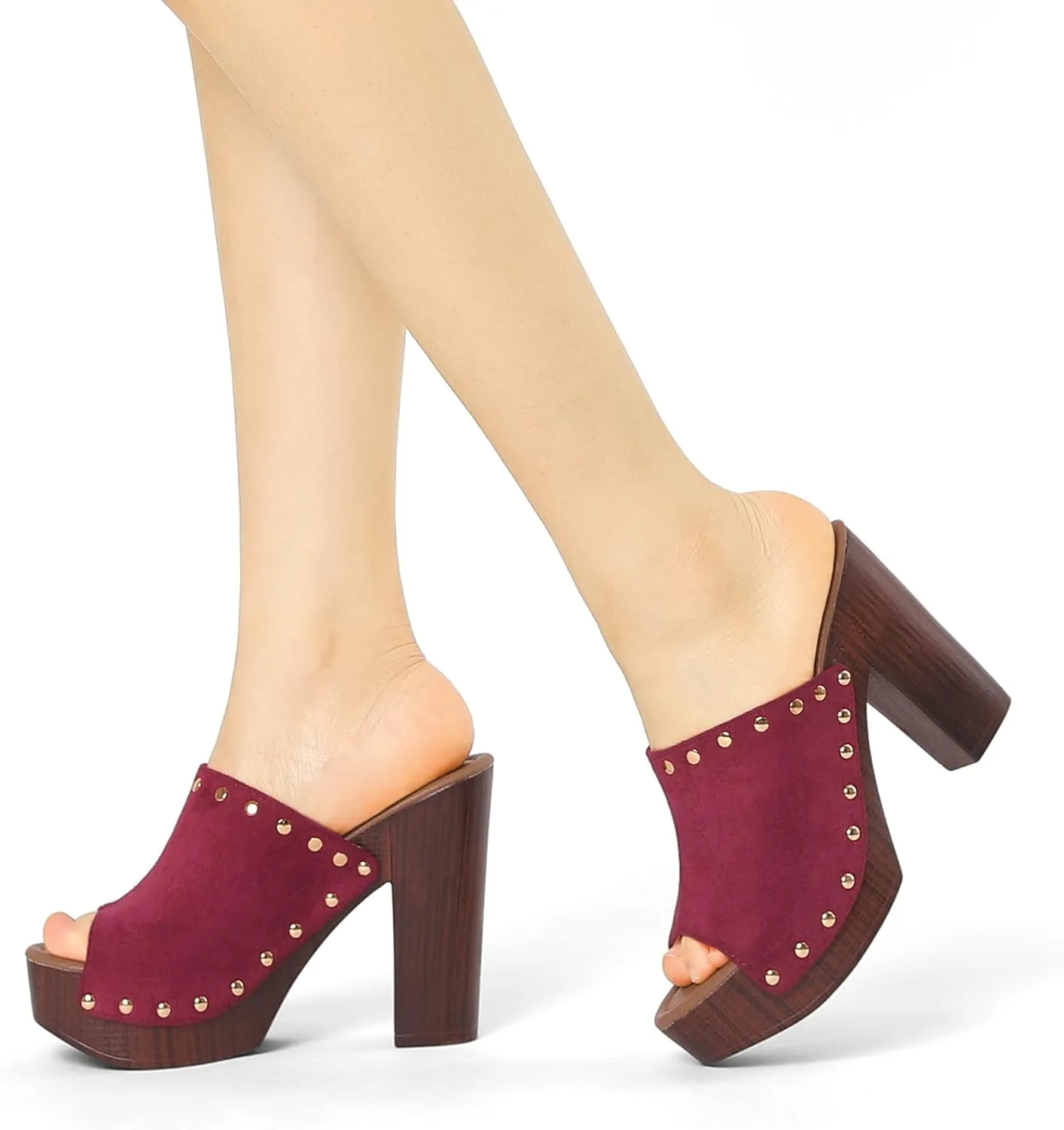 Allegra K Women's Open Toe Platform Block Heel Slides Sandals