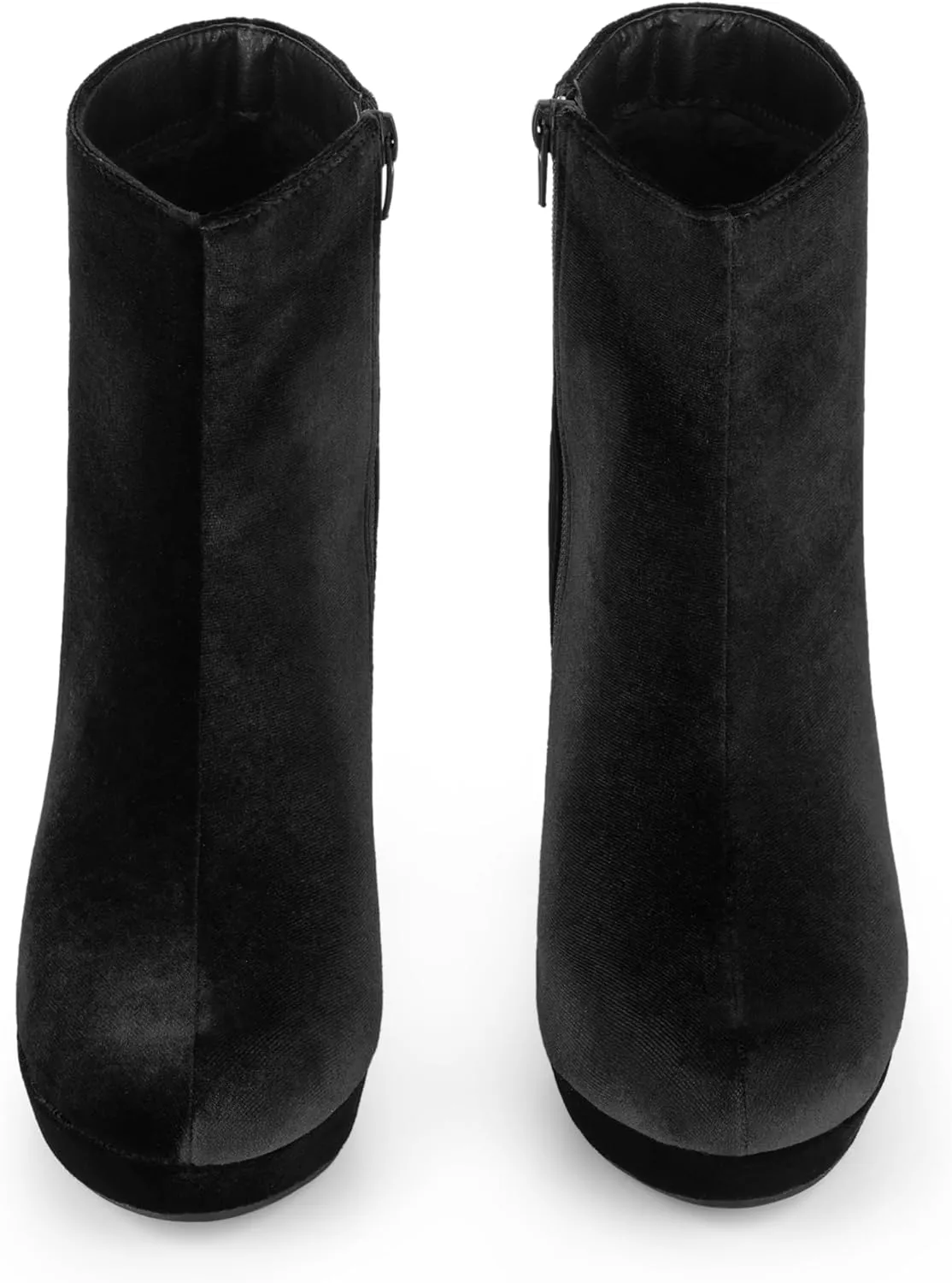 Allegra K Women's Platform Block Heels Faux Velvet Ankle Boots