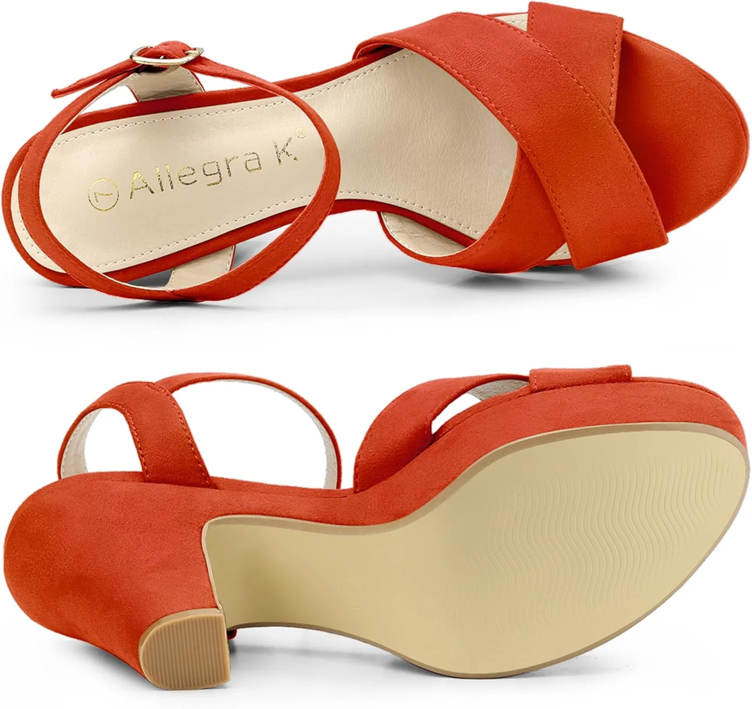 Allegra K Women's Platform Chunky Heels Slingback Sandals