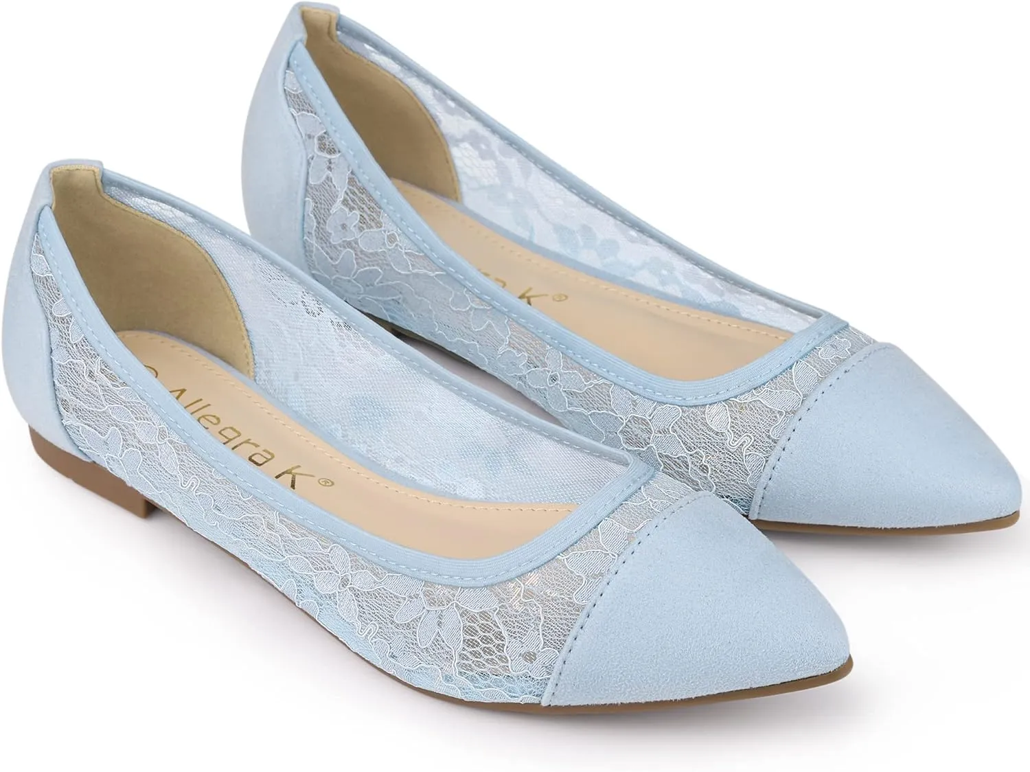 Allegra K Women's Pointed Toe Slip On Mesh Flats