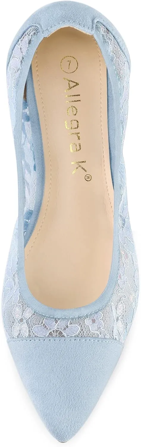 Allegra K Women's Pointed Toe Slip On Mesh Flats