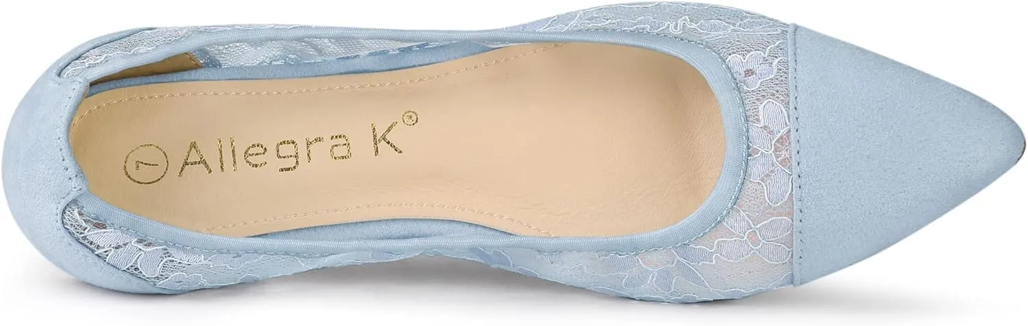 Allegra K Women's Pointed Toe Slip On Mesh Flats