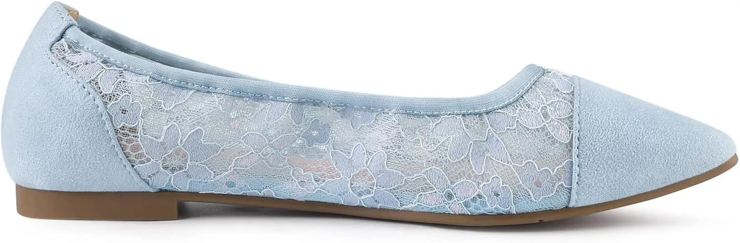 Allegra K Women's Pointed Toe Slip On Mesh Flats