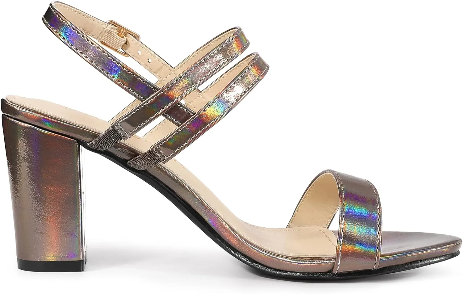 Allegra K Women's Slingback Block Heel Ankle Strap Sandals