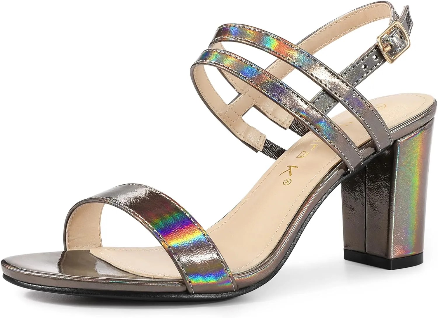 Allegra K Women's Slingback Block Heel Ankle Strap Sandals