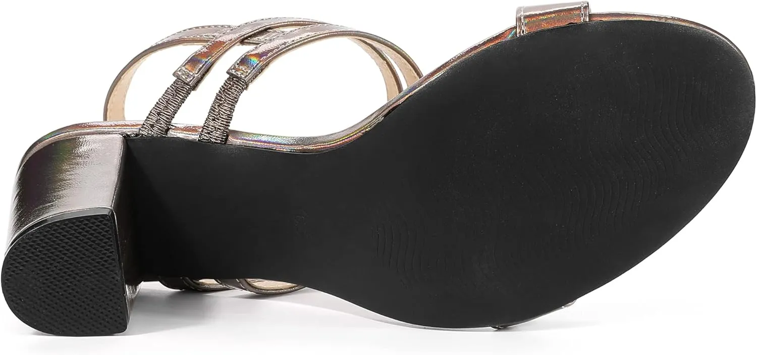 Allegra K Women's Slingback Block Heel Ankle Strap Sandals