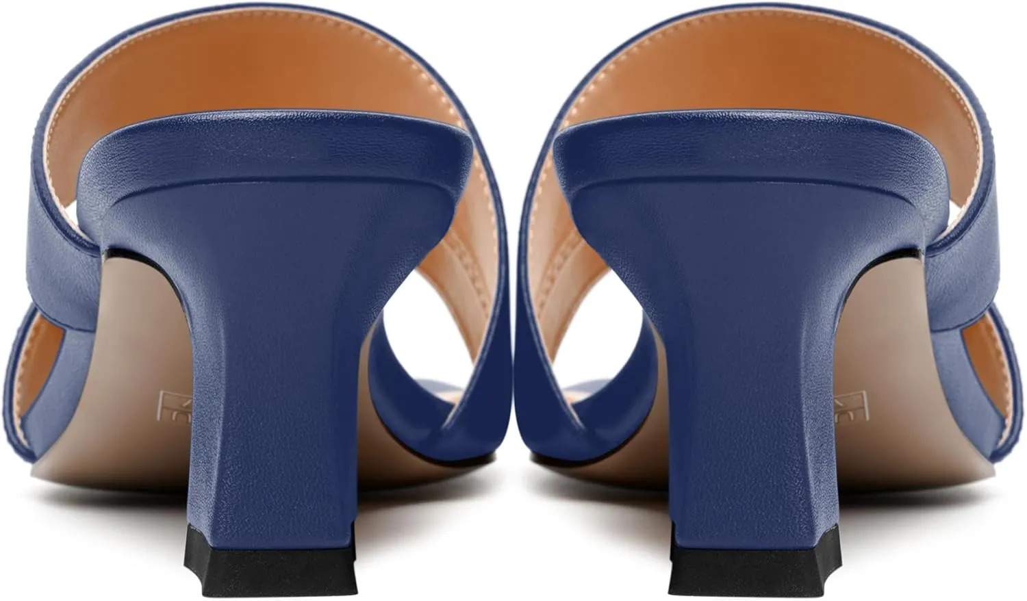 AMBELIGHT Womens Matte Casual Solid Slip On Indoor Square Toe Kitten Low Heel Heeled Sandals 2 Inch