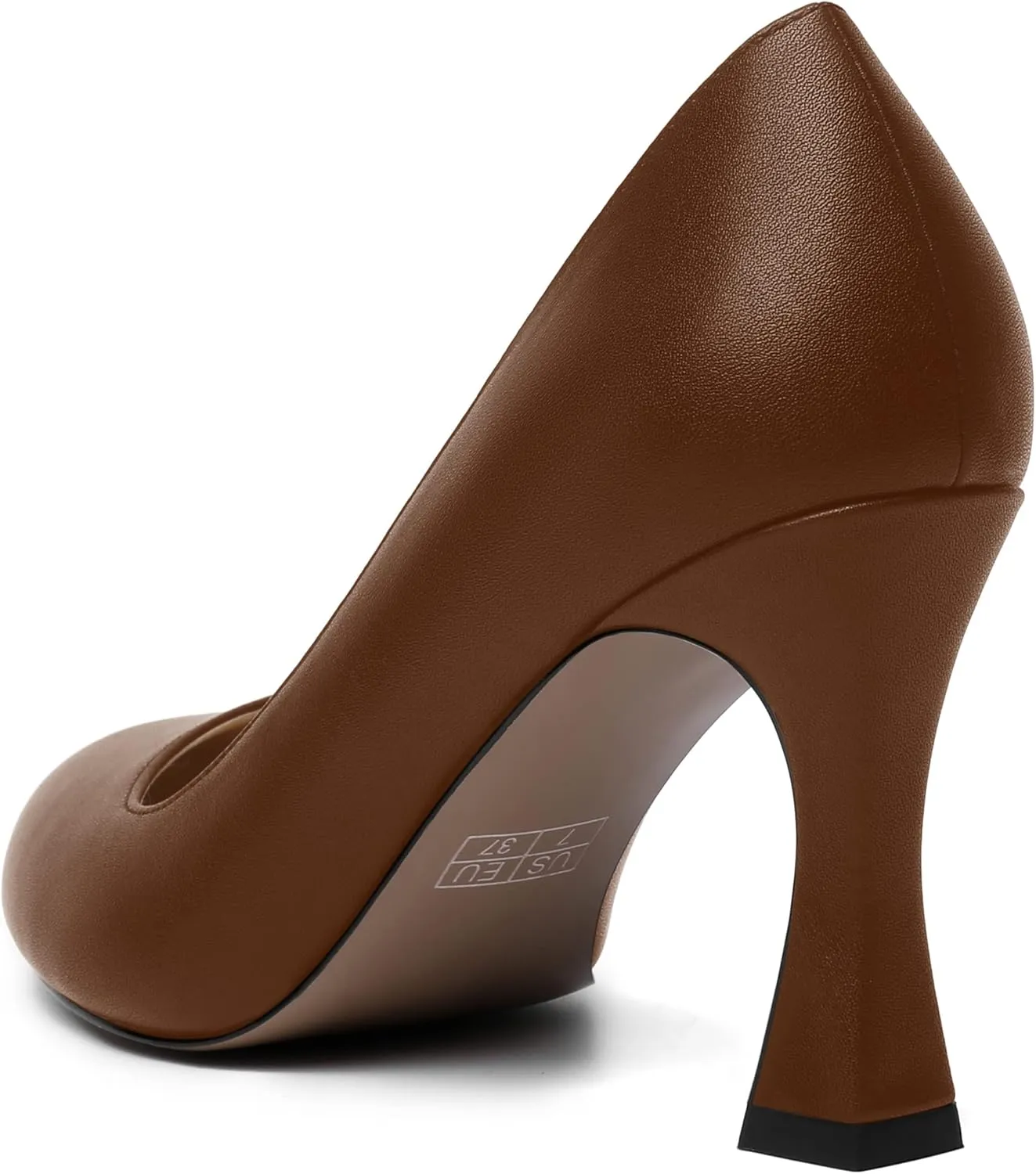 AMBELIGHT Womens Matte Solid Slip On Casual Evening Fashion Round Toe Chunky High Heel Pumps Shoes 3.3 Inch