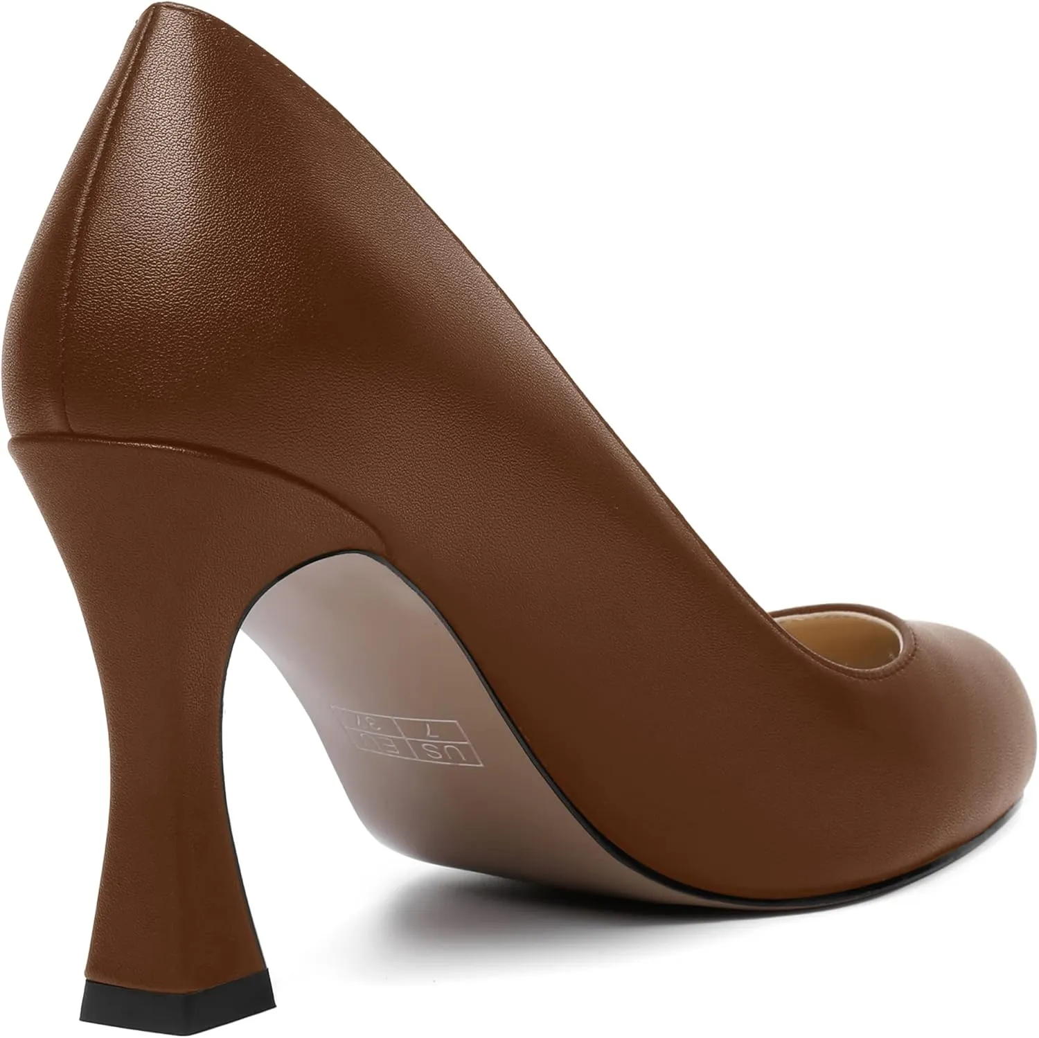 AMBELIGHT Womens Matte Solid Slip On Casual Evening Fashion Round Toe Chunky High Heel Pumps Shoes 3.3 Inch