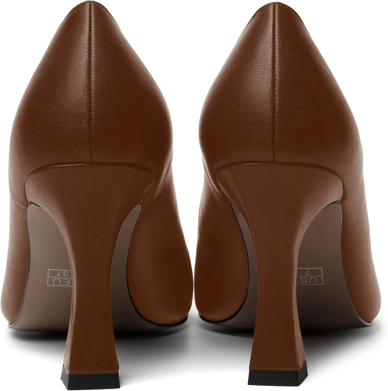 AMBELIGHT Womens Matte Solid Slip On Casual Evening Fashion Round Toe Chunky High Heel Pumps Shoes 3.3 Inch