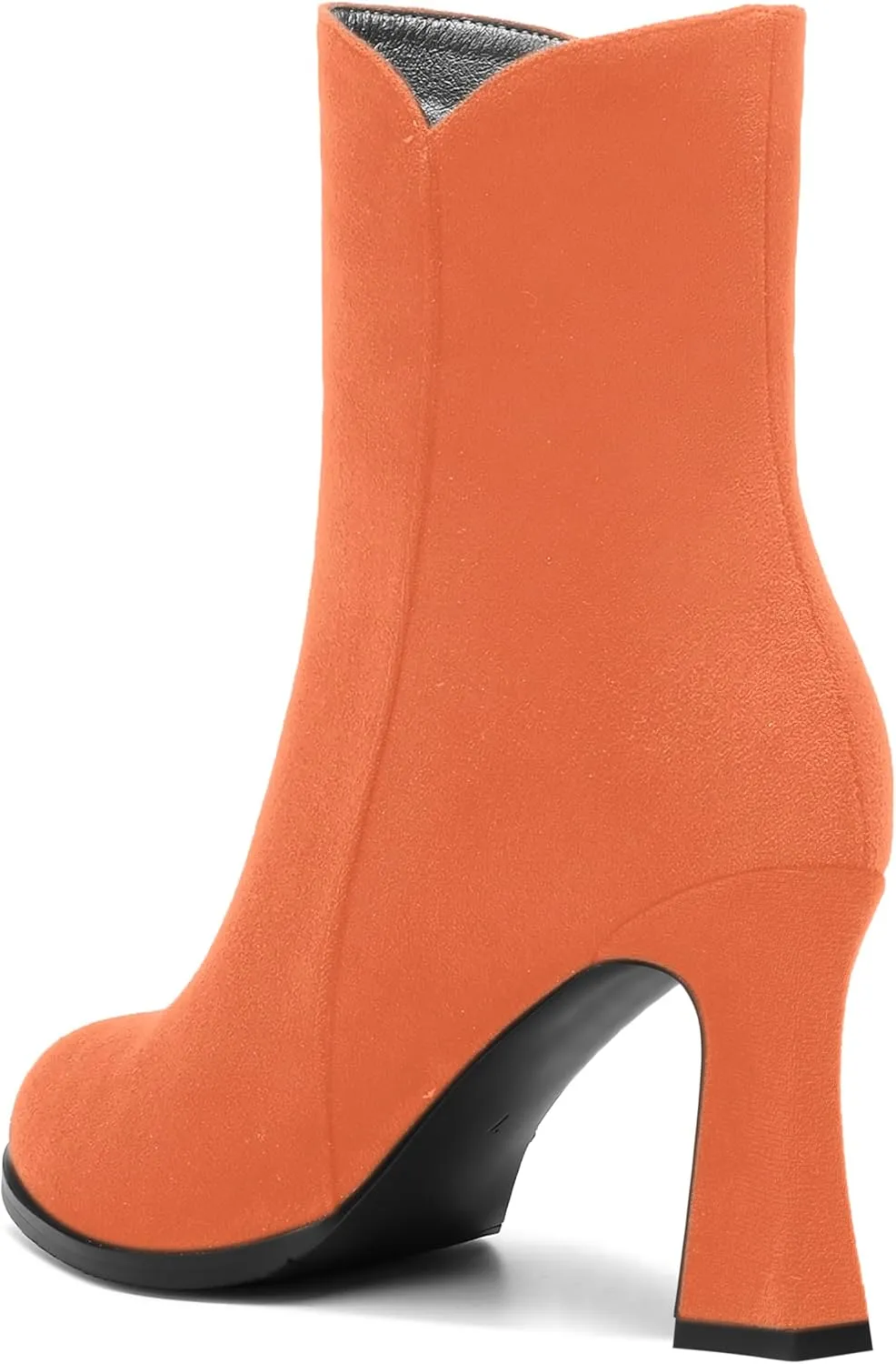 AMBELIGHT Womens Sexy Suede Evening Zip Round Toe Solid Block High Heel Ankle High Boots 3.3 Inch