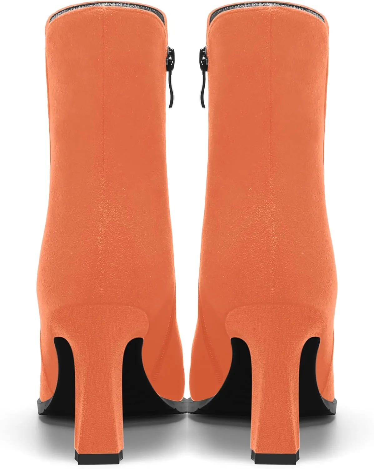 AMBELIGHT Womens Sexy Suede Evening Zip Round Toe Solid Block High Heel Ankle High Boots 3.3 Inch